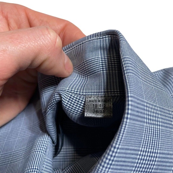 John Varvatos USA Blue Check Long Sleeve Button Down Classic Fit Shirt 15‎ 1/2 - Picture 4 of 7